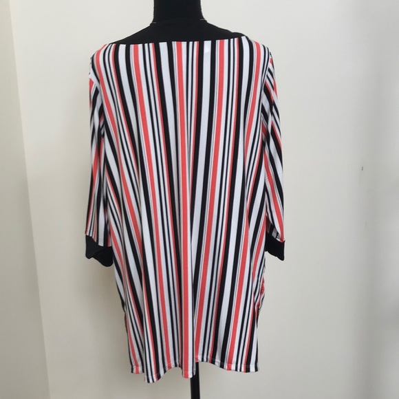 Robert Louis Black and Salmon Striped Tunic 1X - Picture 4 of 8